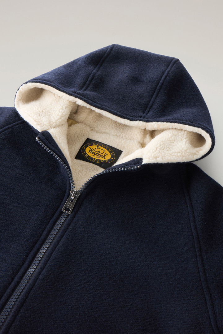 Hooded Jacket in Recycled Manteco Wool Blend Blue photo 2 | Woolrich