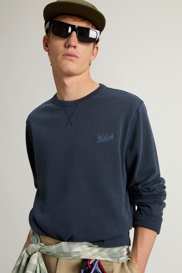 Garment-Dyed Crewneck Sweatshirt in Light Pure Cotton Blue photo 4 | Woolrich