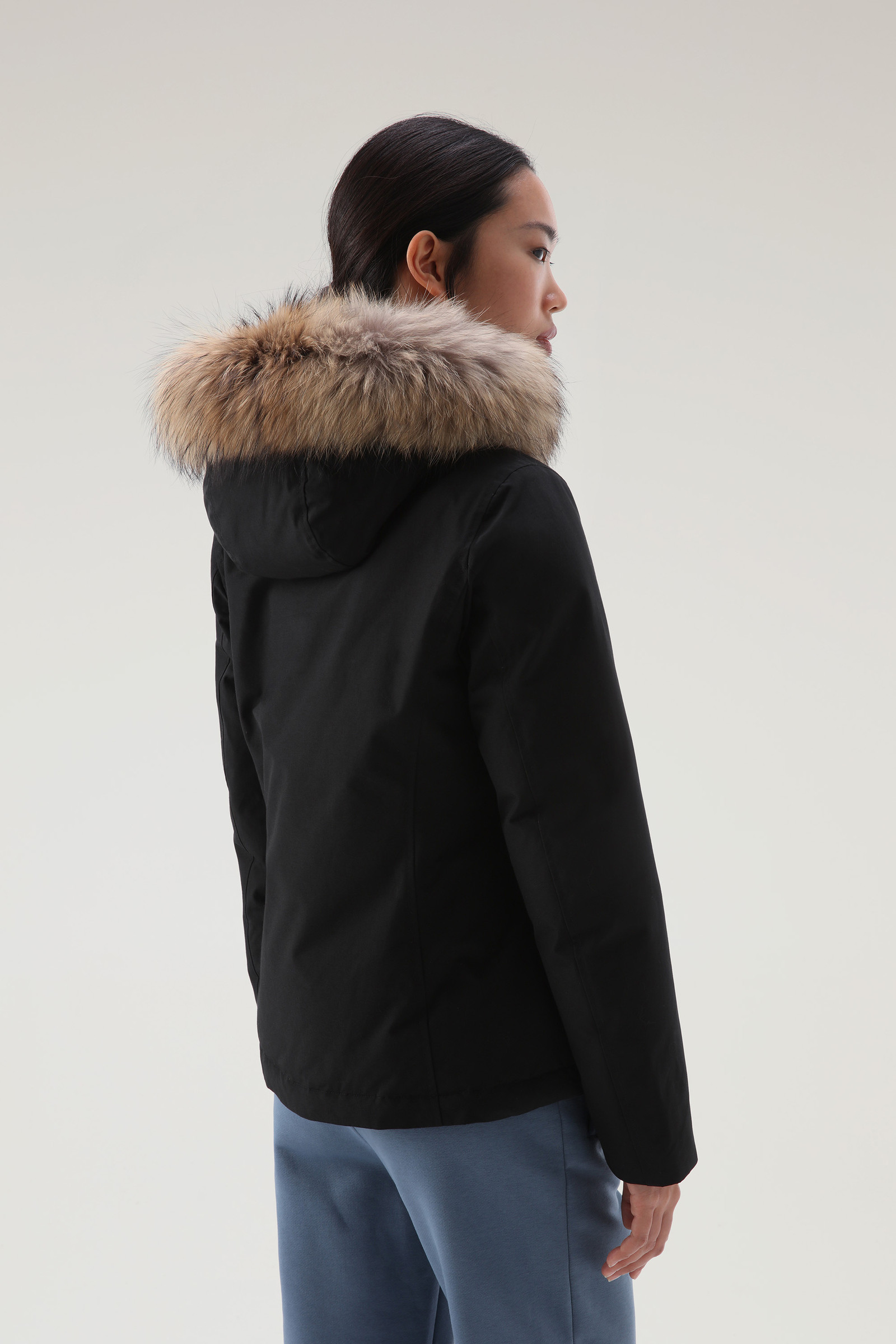 Women's Short Arctic Parka in Ramar Cloth with Detachable Fur