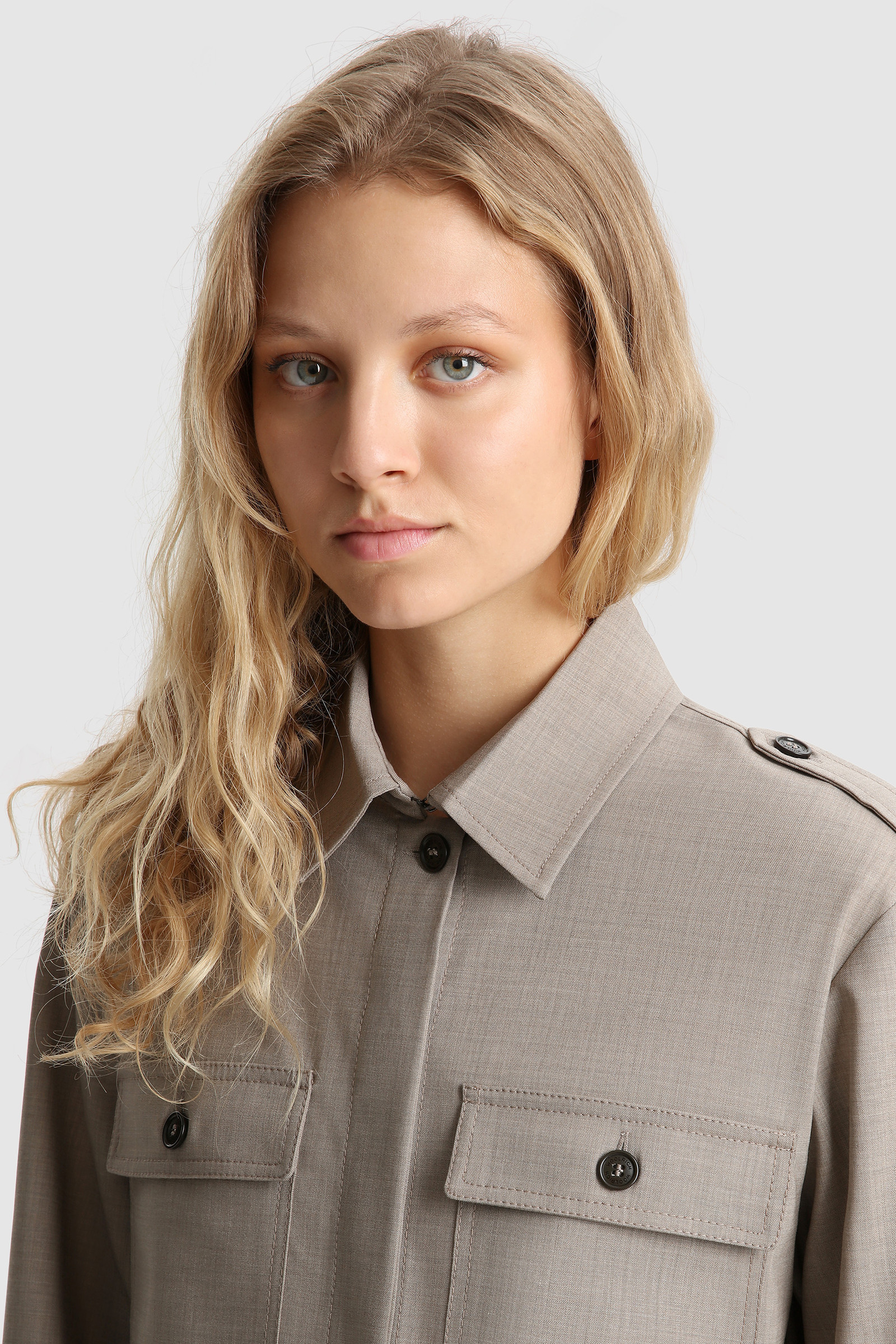 Women's Merino Cool Wool Overshirt Beige | Woolrich USA