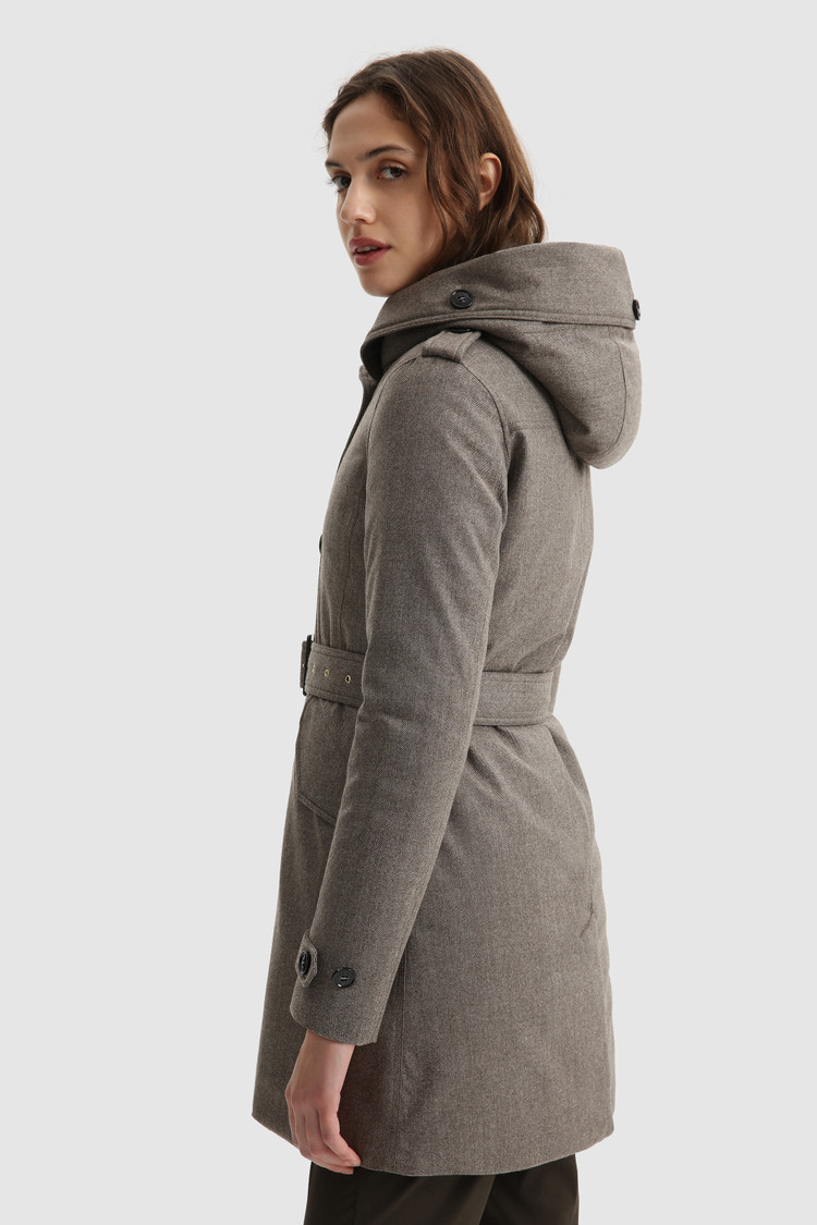 Trench in lana vergine italiana con cintura