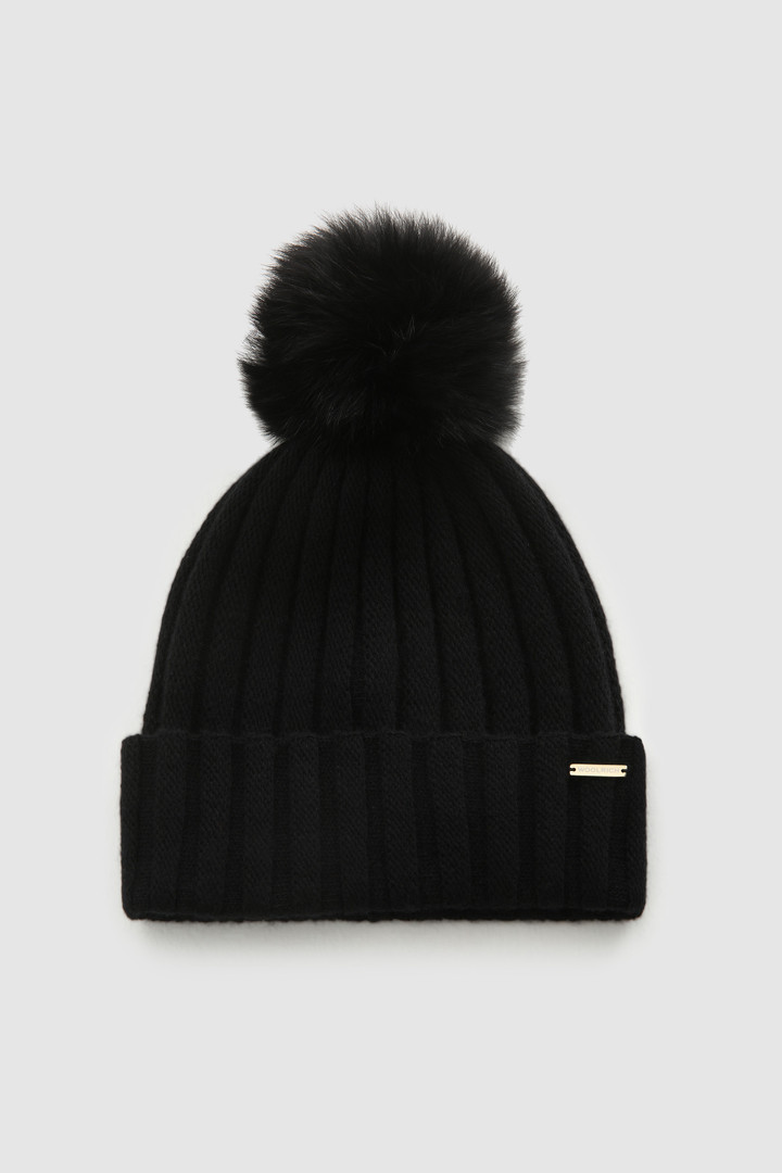 and cashmere blend Beanie with pompom Black | Woolrich