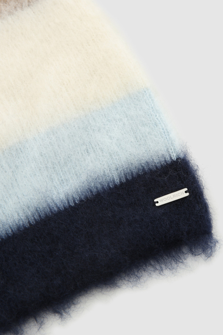 Bonnet rayé en laine et mohair mélangés