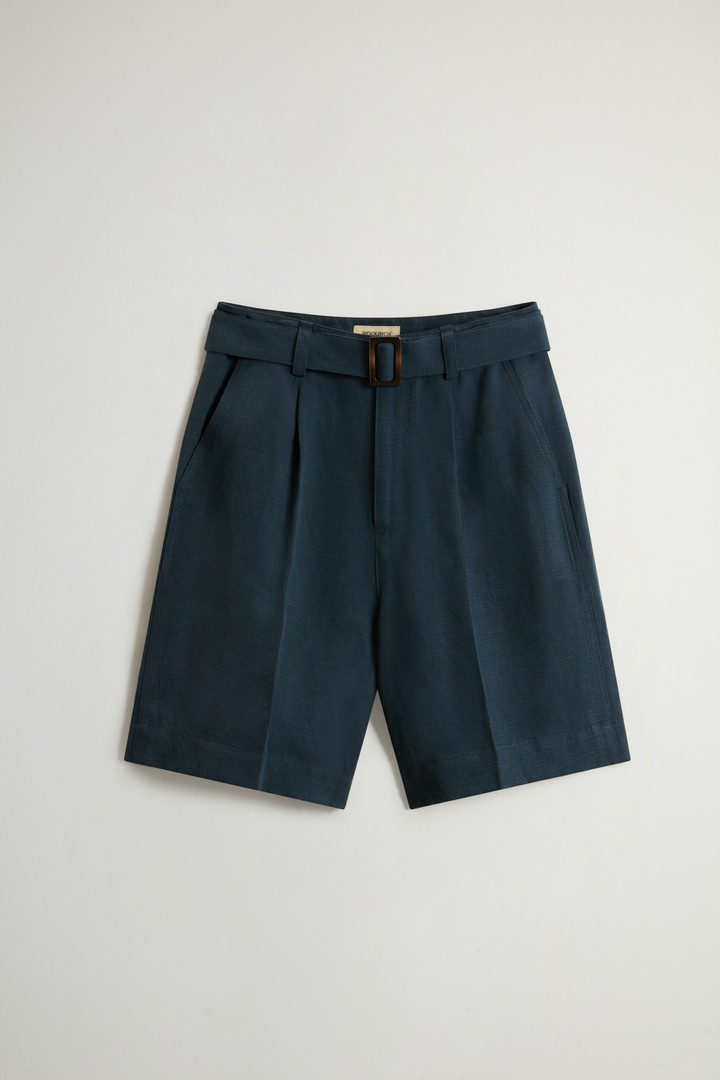 Garment-Dyed Linen-Blend Bermuda Shorts Blue photo 4 | Woolrich