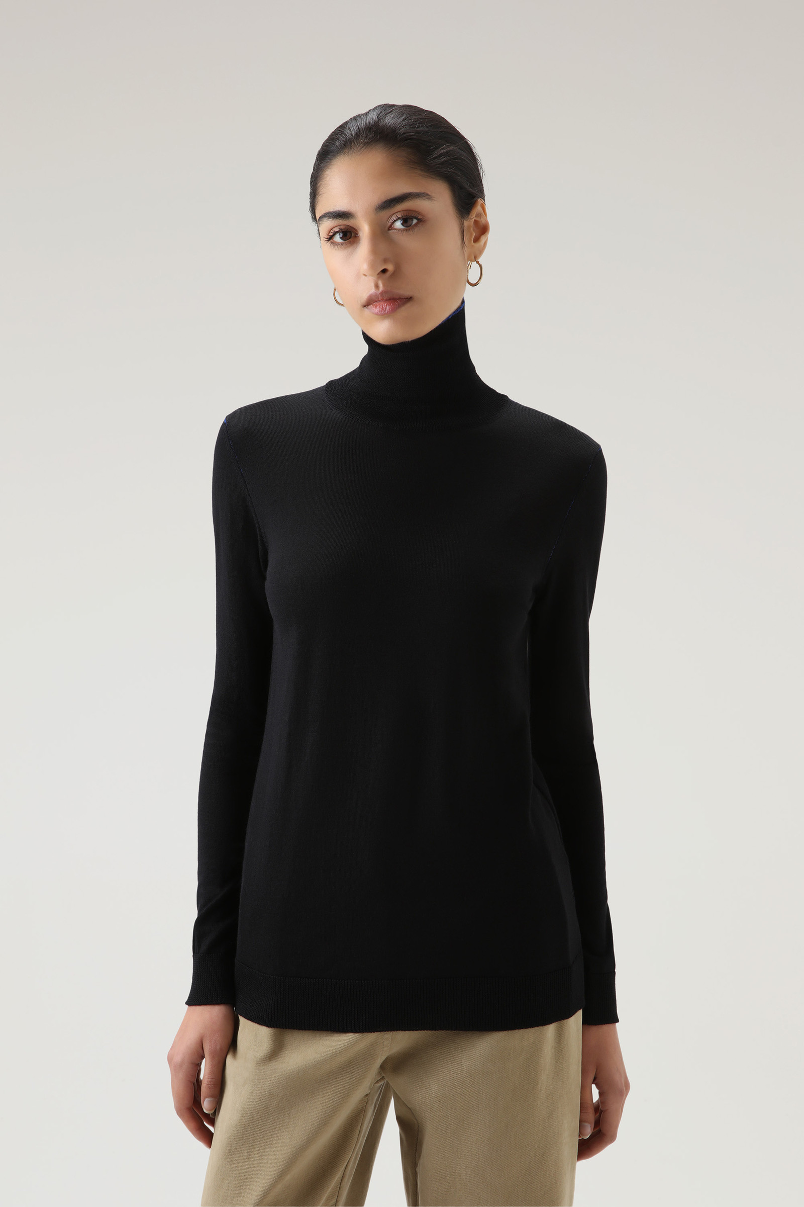 Women's Merino Virgin Wool Turtleneck Black | Woolrich USA