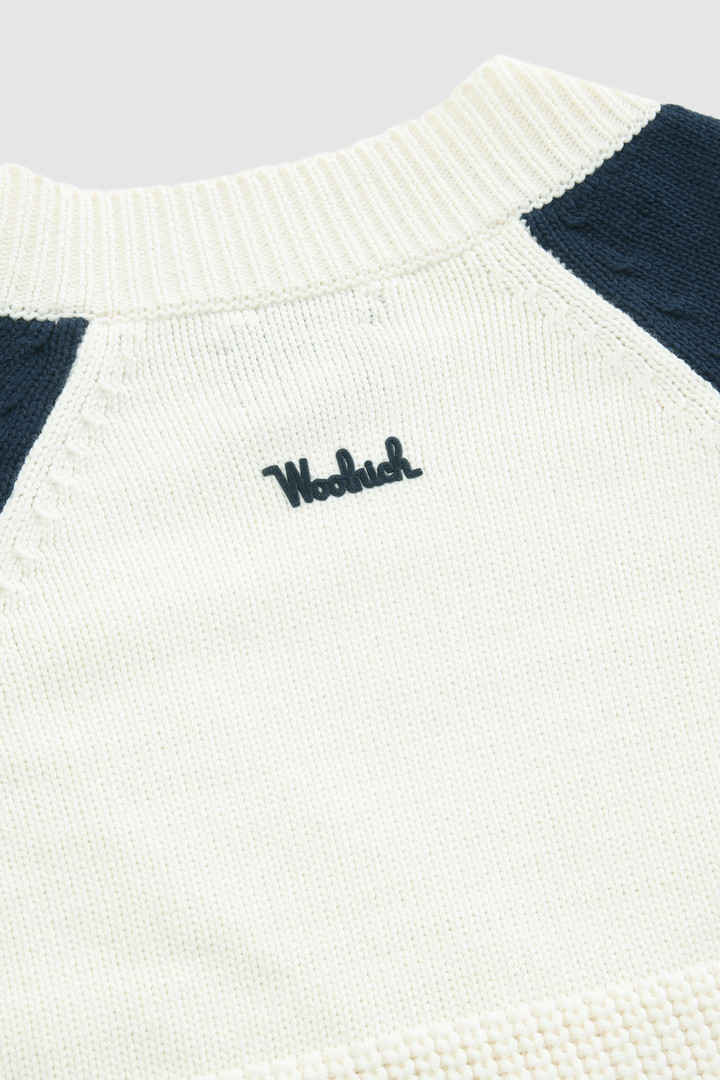 Pull à col en V en coton doux blanc photo 6 | Woolrich
