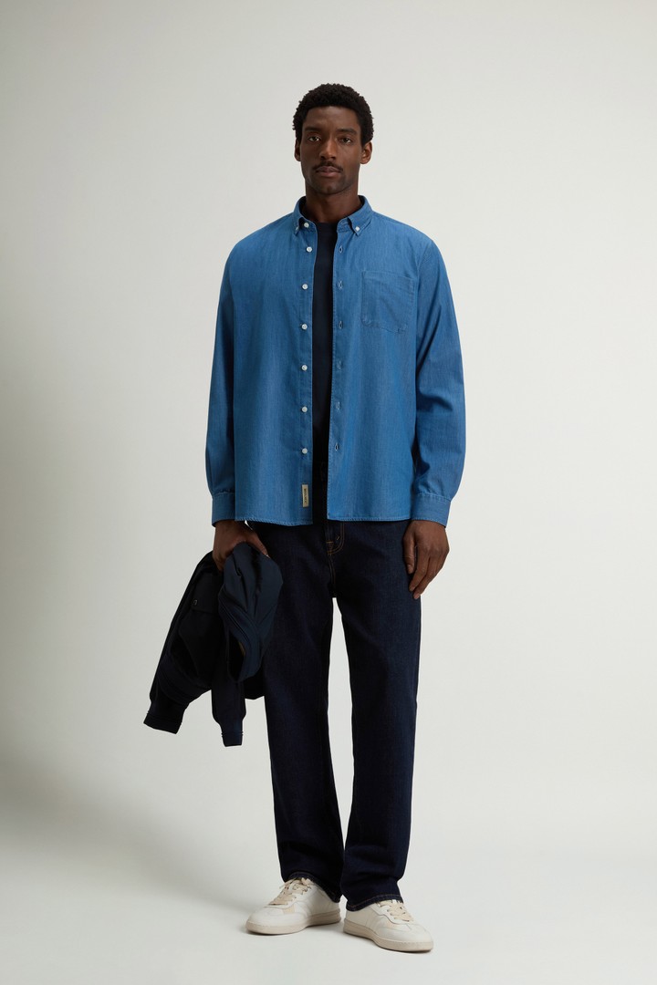 Pure Cotton Shirt with Small Pocket Blue photo 2 | Woolrich
