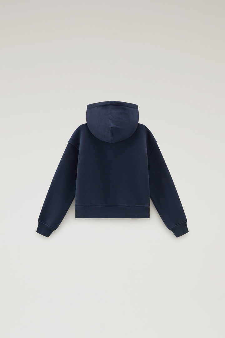 Girls' Hoodie in Pure Cotton with Embroidered Logo Blue photo 2 | Woolrich