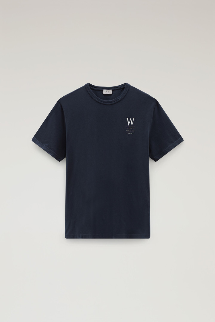 Lakeside T-shirt aus reinem Baumwolljersey mit Aufdruck auf der Rückseite Blau photo 1 | Woolrich