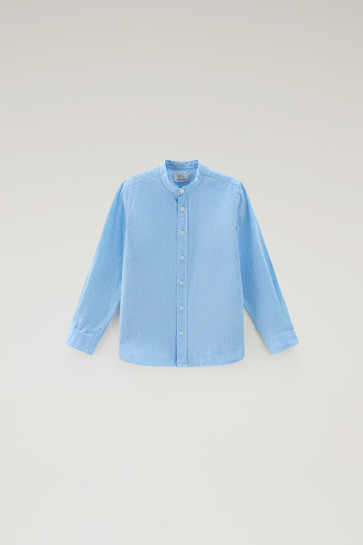 Chemise à col officier pour fille en mélange de lin et coton Bleu photo 1 | Woolrich