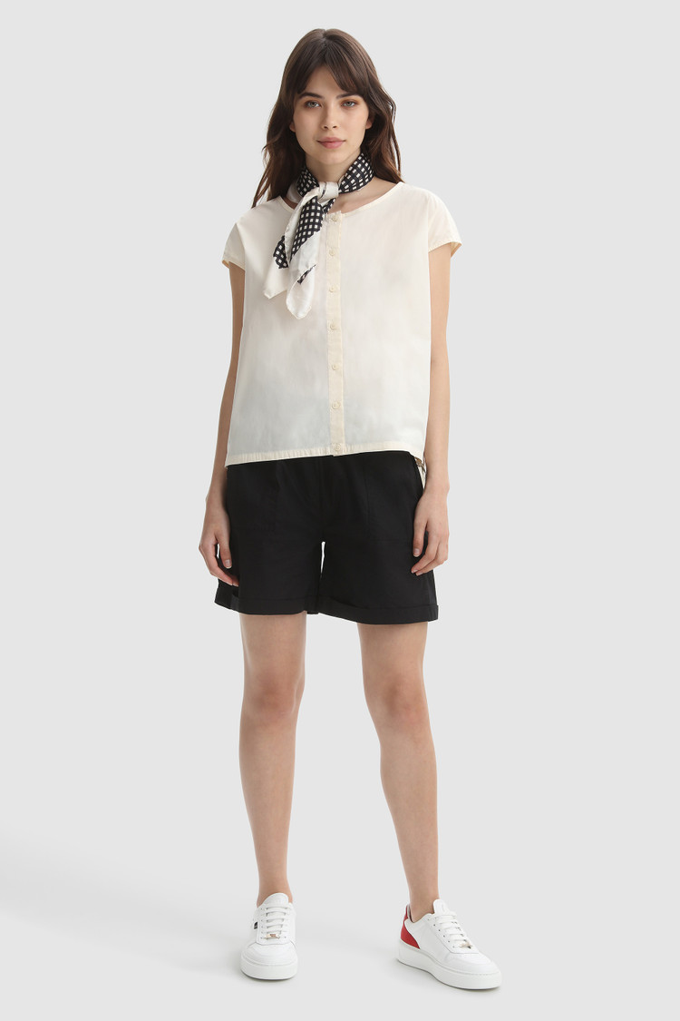 Full-button Popeline Blouse