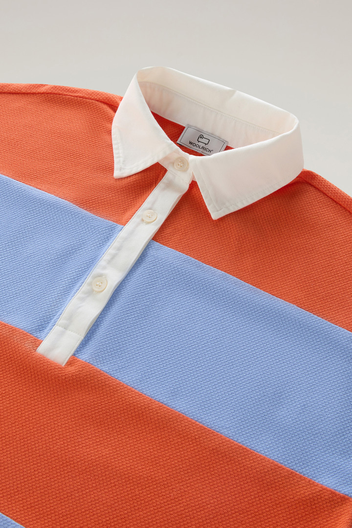 Polo-Shirt aus reinem Baumwoll-Piqué mit Streifen Blau photo 6 | Woolrich