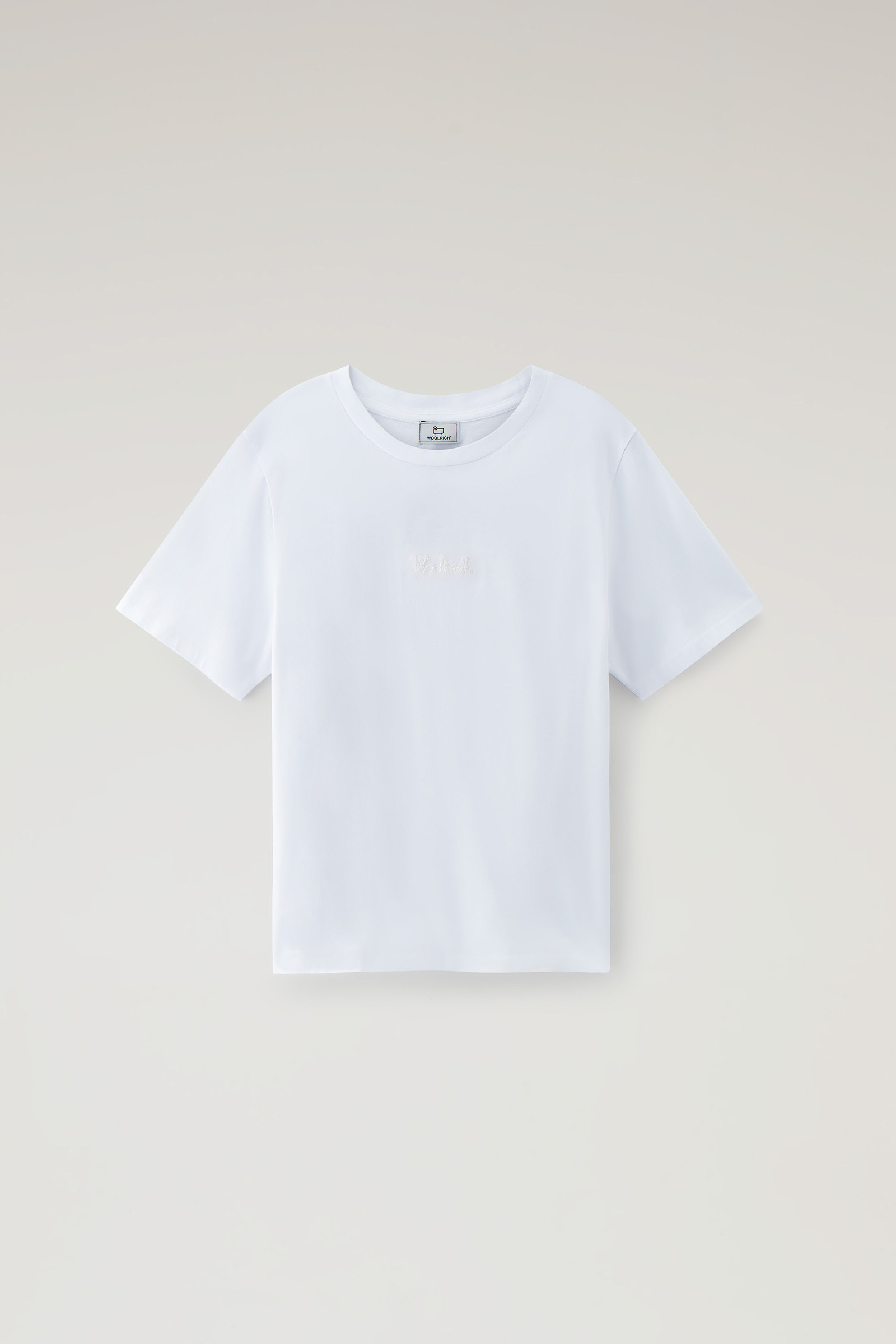 Embroidered Logo T-shirt in Pure Cotton White photo 5 | Woolrich