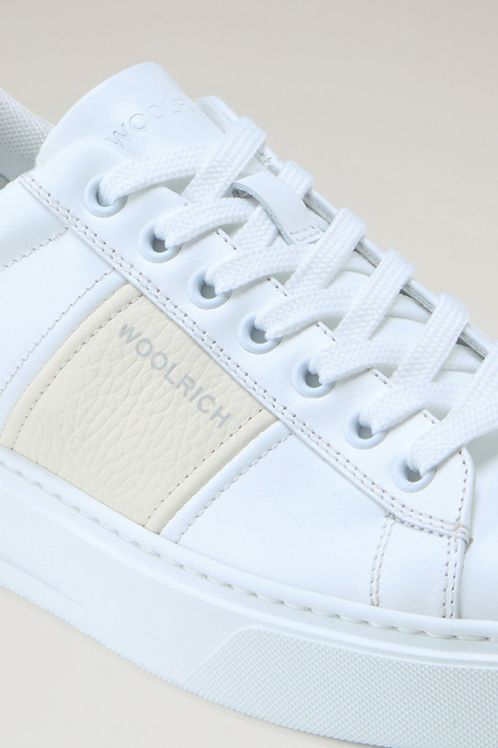 Sneakers Classic Court en cuir avec bande en couleur contrastée Blanc photo 5 | Woolrich