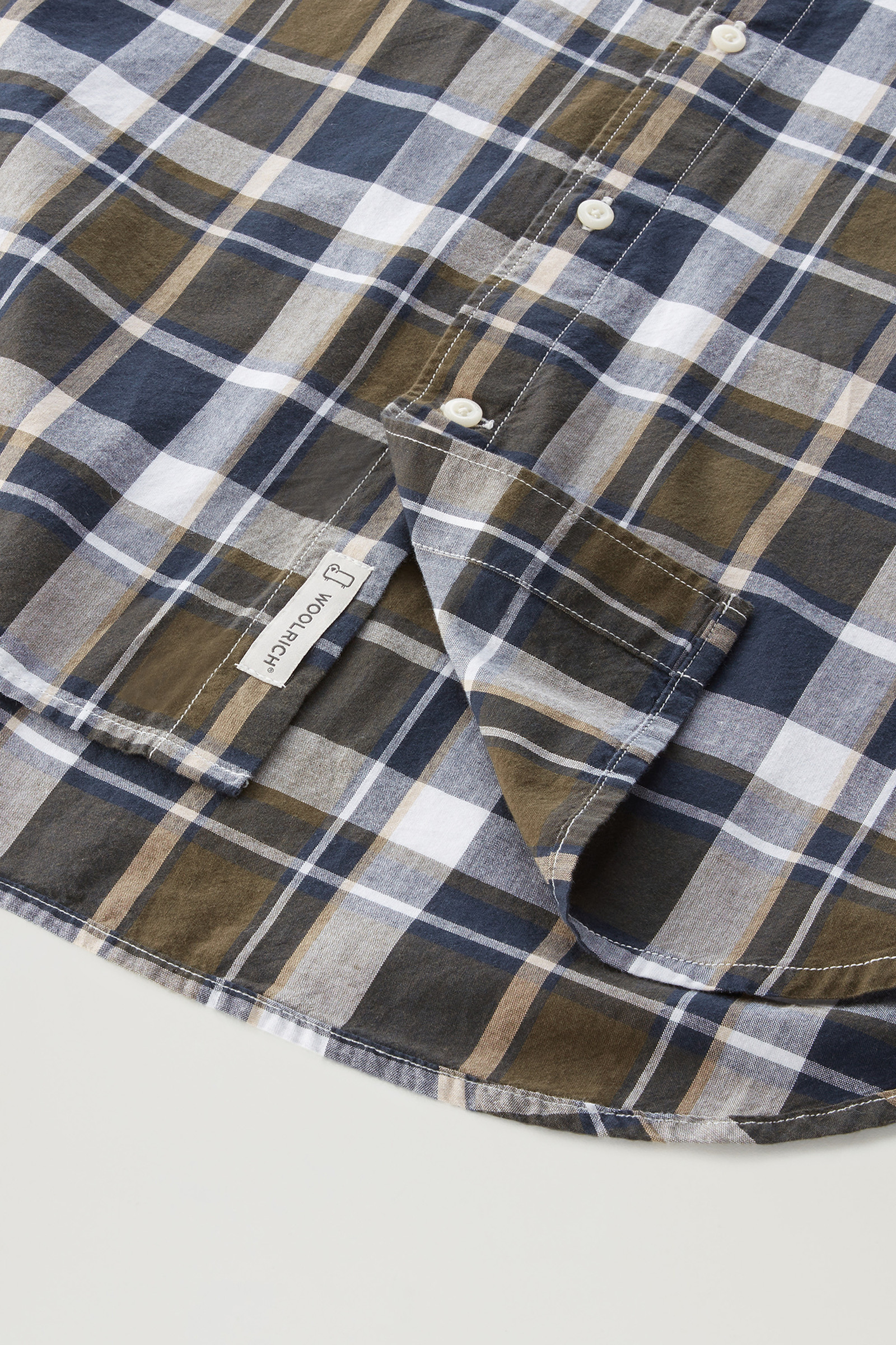 Camicia Madras a quadri in popline di puro cotone verde photo 8 | Woolrich