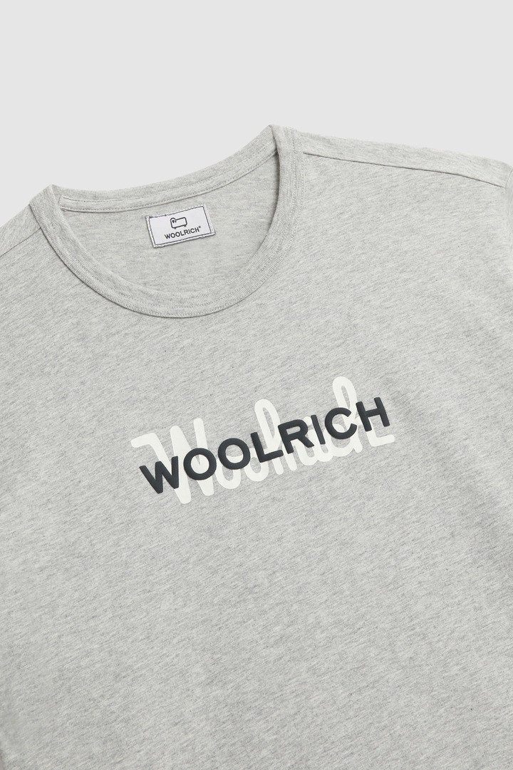 T-shirt en coton avec grand logo Gris photo 2 | Woolrich