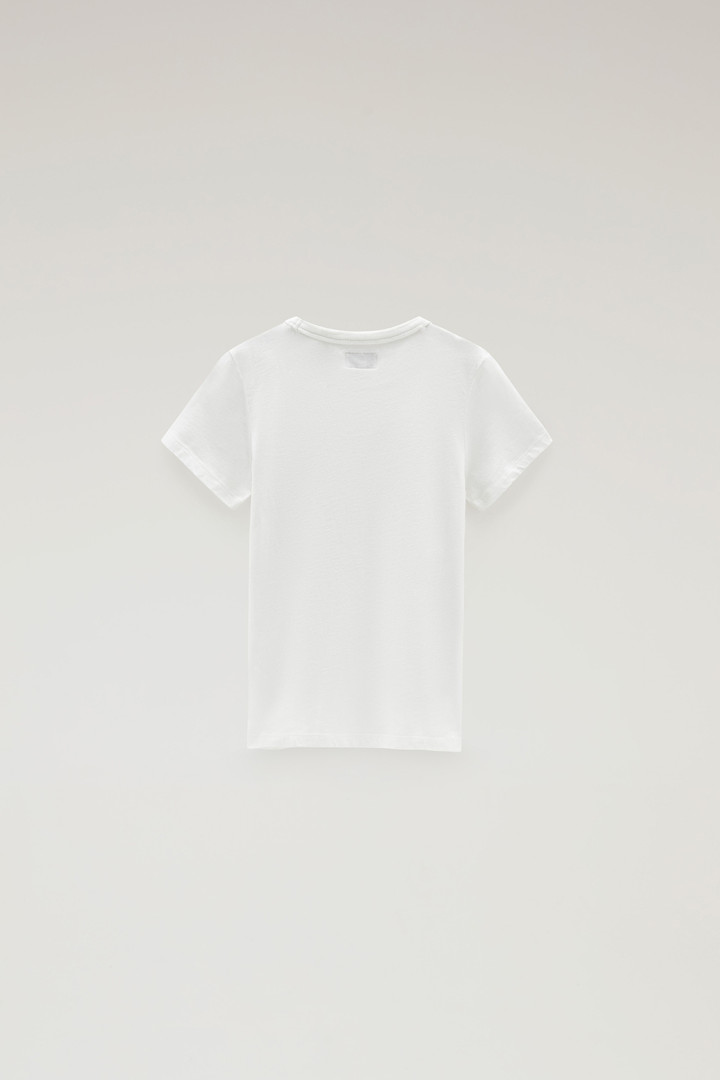 T-shirt pour fille en pur coton avec logo Blanc photo 2 | Woolrich