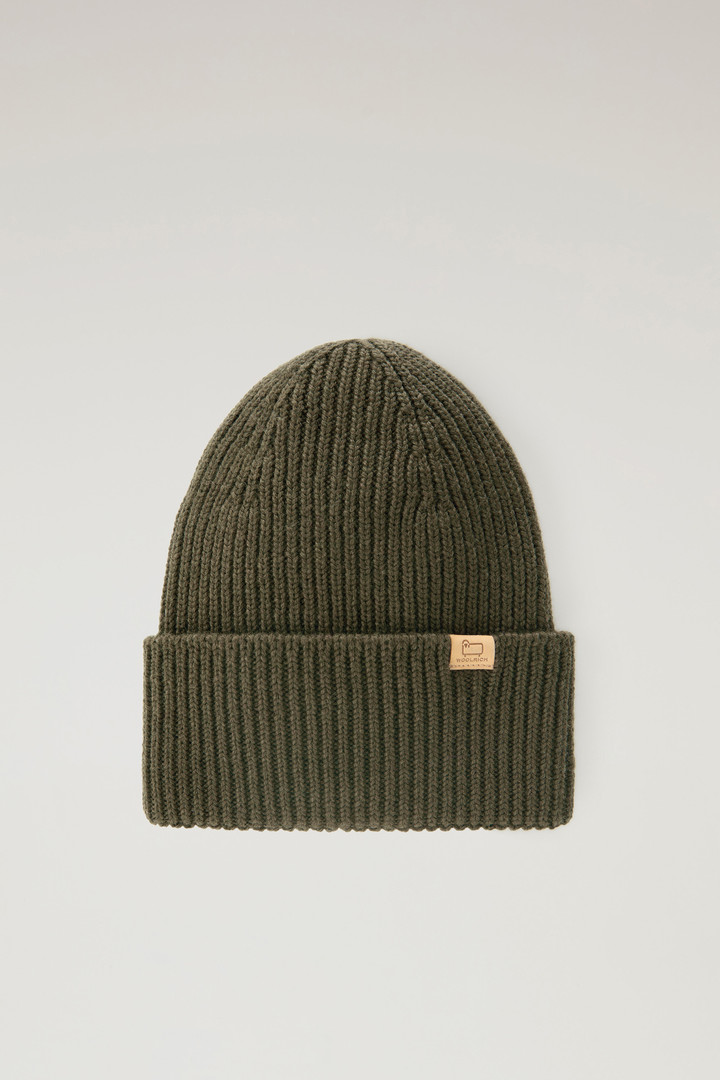 Men\'s Ribbed Beanie in Pure Virgin Wool Green | Woolrich USA