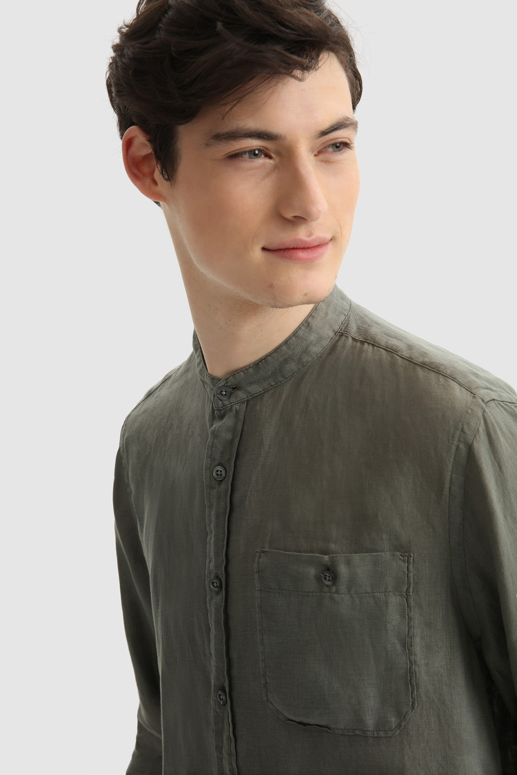 Camisa con cuello mao de lino