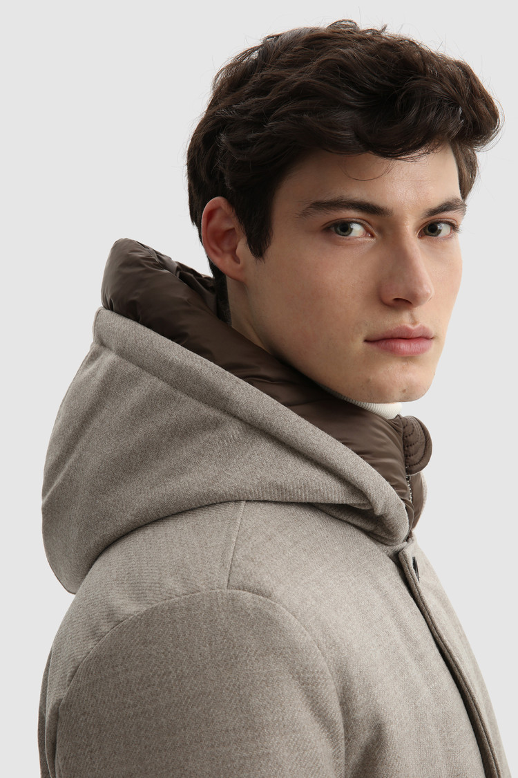 Luxe Arctic Parka van Italiaanse ecologische wol geraft met een Loro Piana-stof