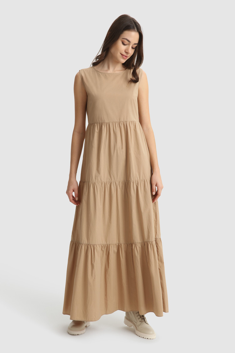 Vestido largo de popelina