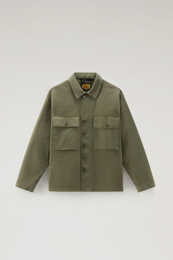 Military Overshirt in Pure Cotton Green | Woolrich