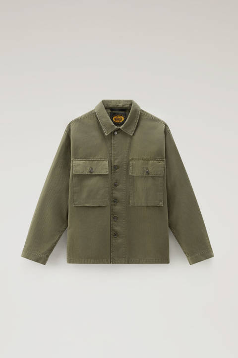 Military Overshirt in Pure Cotton Green photo 2 | Woolrich