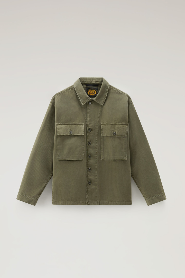 Military Overshirt in Pure Cotton Green photo 1 | Woolrich