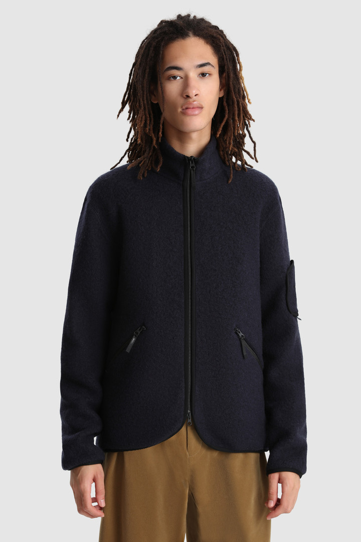 Leichter Terra-Melton Pullover mit durchgehendem Reißverschluß