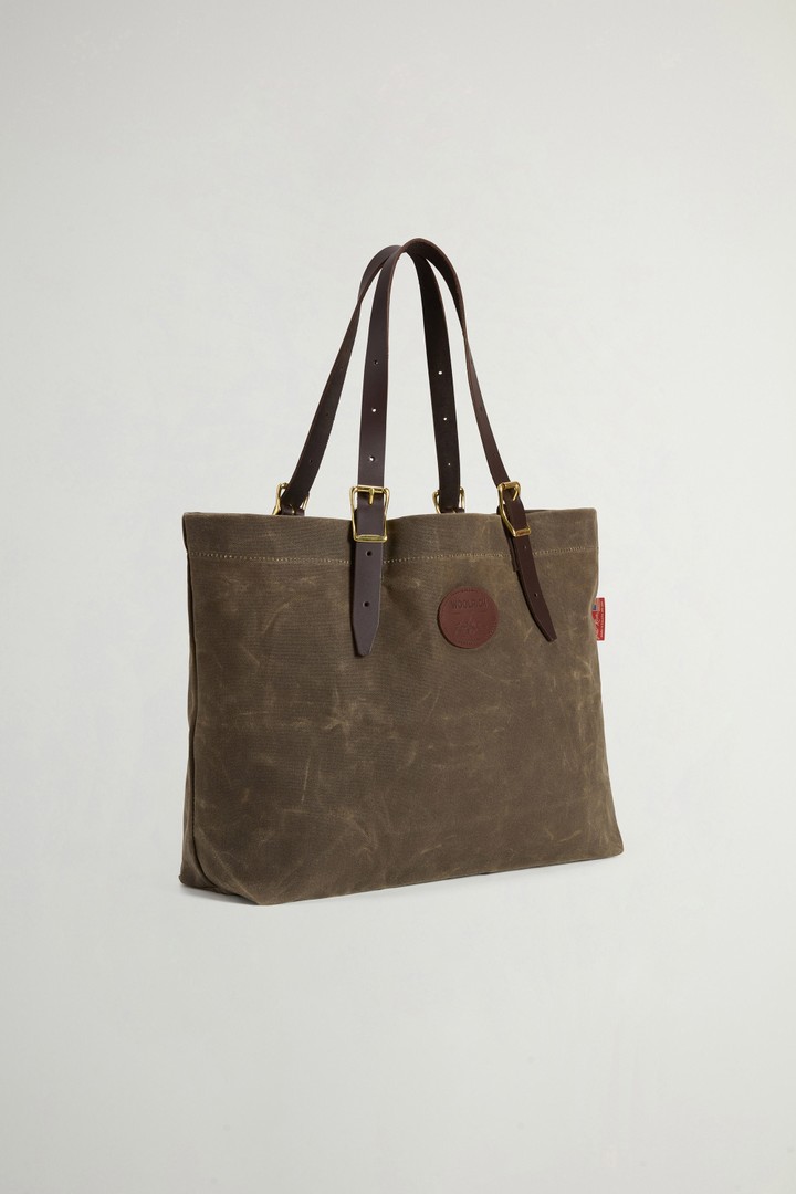 Bazaar Tote Bag in Waxed Pure Cotton Green photo 2 | Woolrich