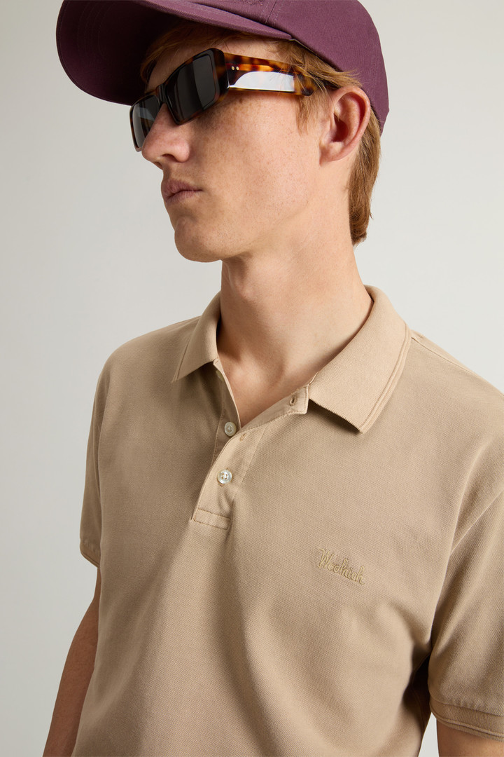 Garment-Dyed Mackinack Polo in Stretch Cotton Piquet Beige photo 4 | Woolrich