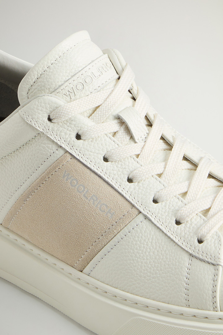 Classic Court Sneakers in Tumbled Leather with Suede Band Beige photo 5 | Woolrich