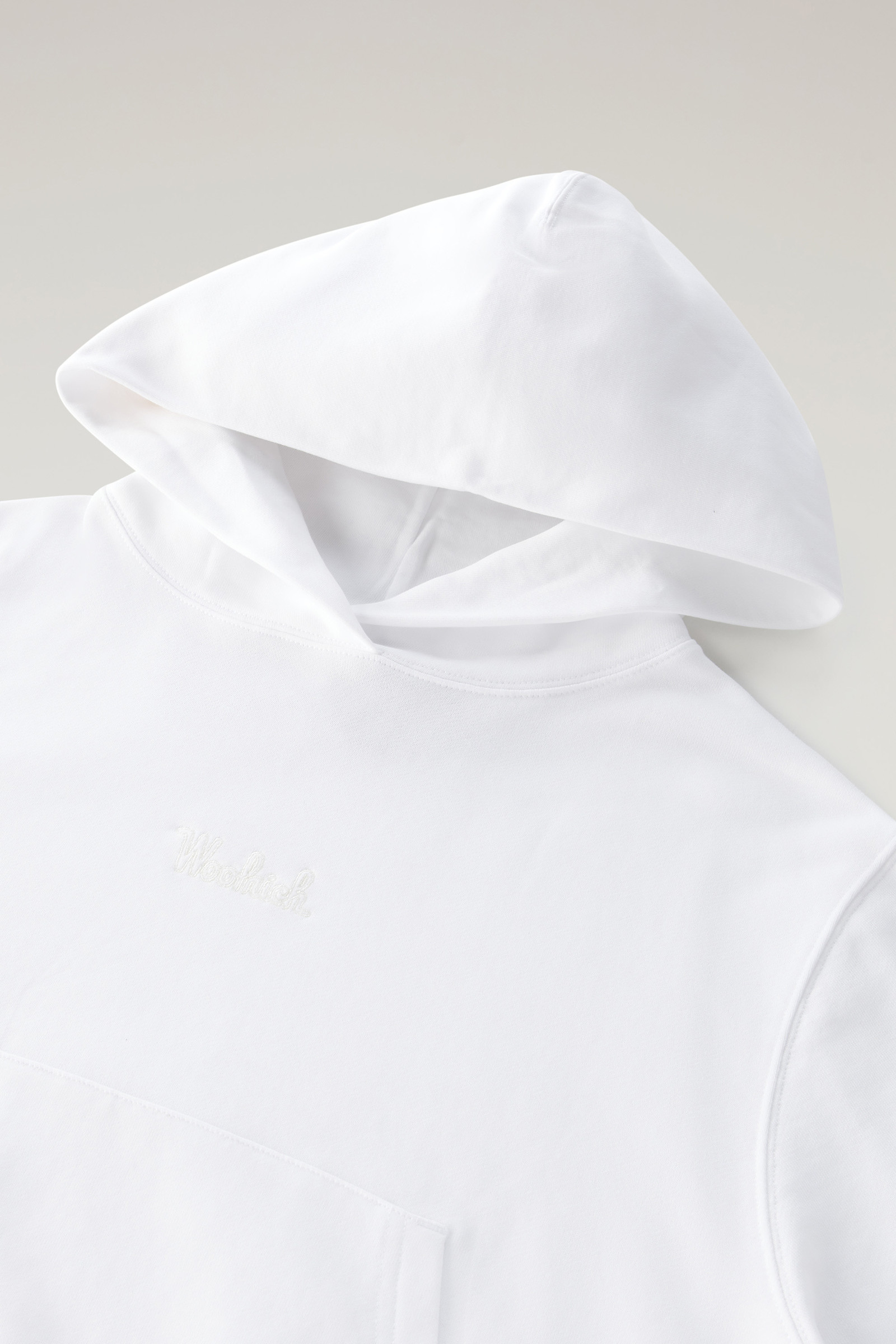 Sweat-shirt à capuche en pur coton avec logo brodé blanc photo 6 | Woolrich