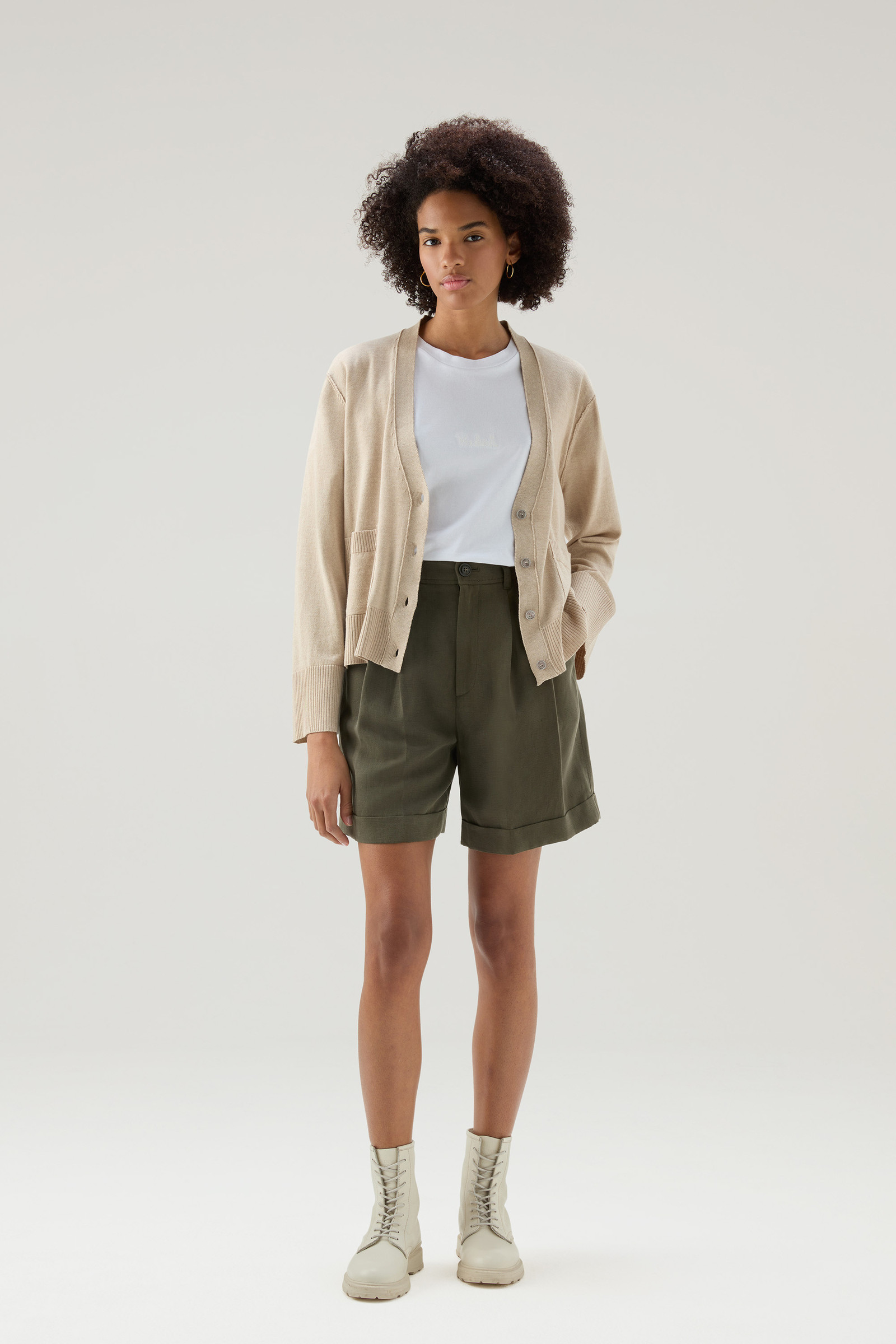 Cárdigan de mezcla de algodón y cachemira beige photo 2 | Woolrich