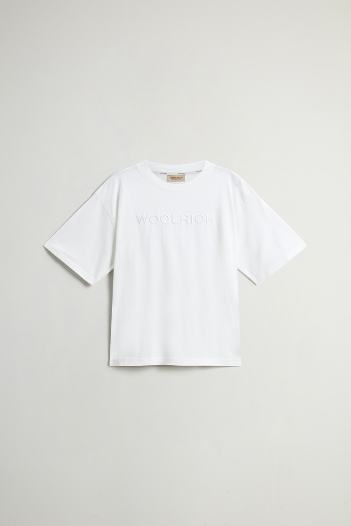 Woolrich Woman T-shirt in Pure Pima Cotton with Chest Logo White Size XS