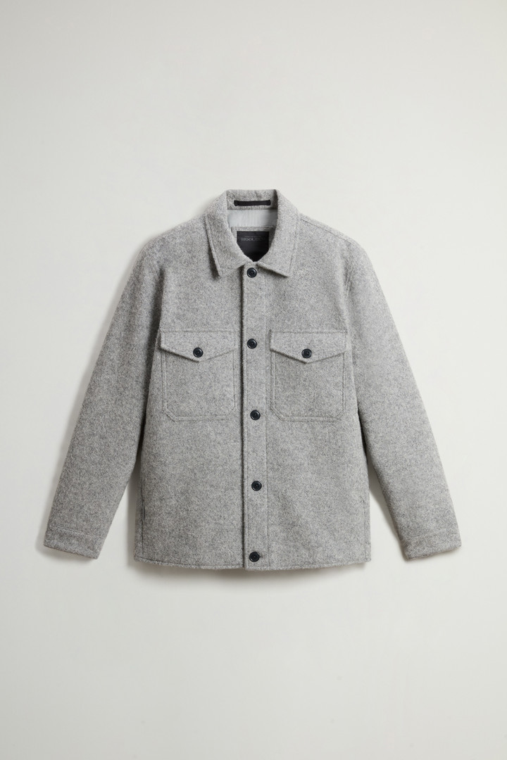 Overshirt in Italian Wool Blend with Reflective Coating by Todd Snyder Gray photo 5 | Woolrich