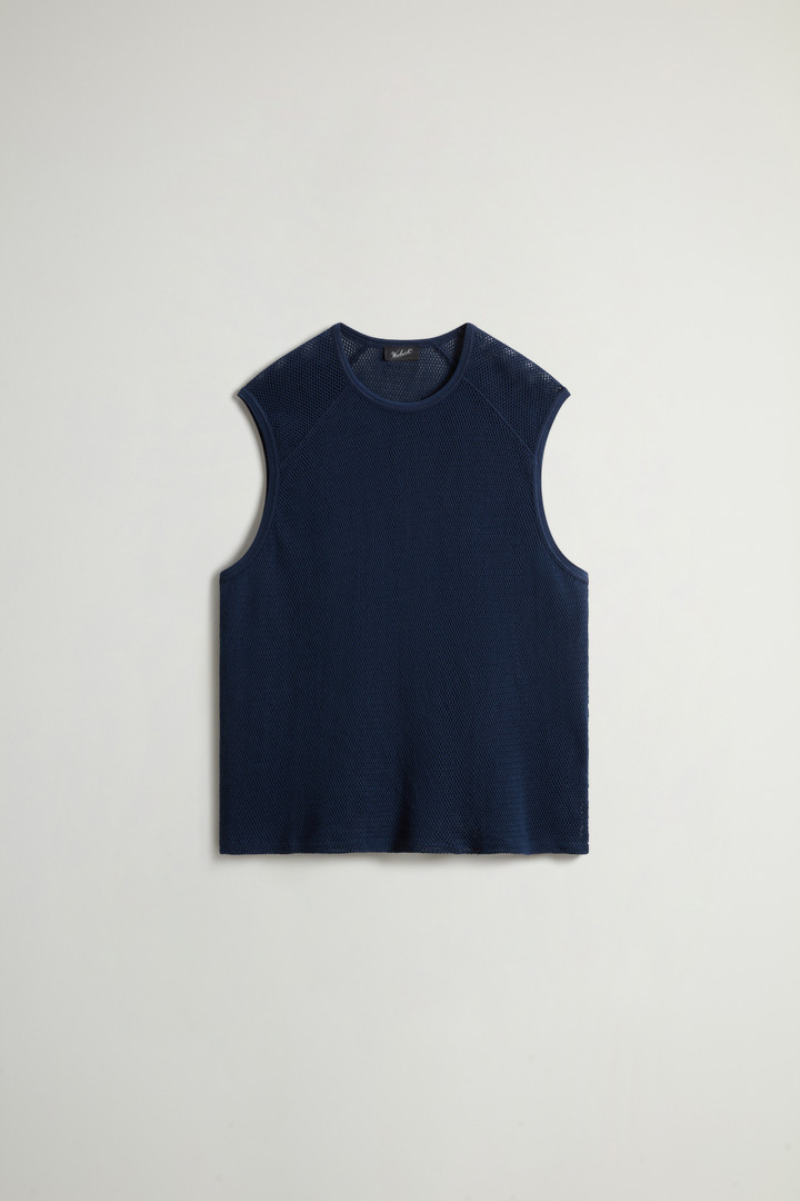 Tanktop aus reiner Baumwolle mit Netzmuster by Todd Snyder Blau photo 5 | Woolrich