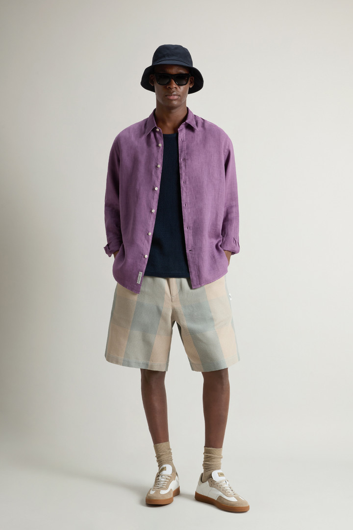 Garment-Dyed Pure Linen Shirt Purple photo 2 | Woolrich