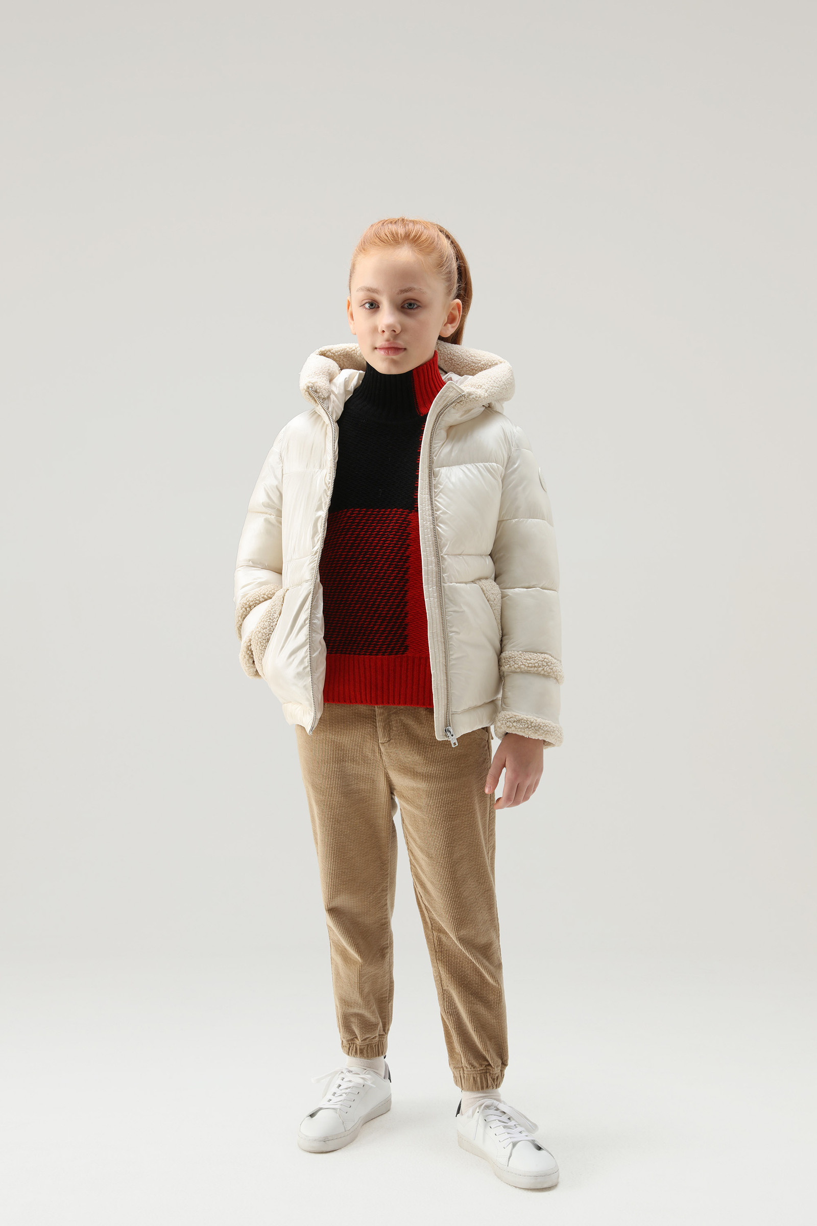 Pantaloni da bambina in velluto a coste beige photo 2 | Woolrich
