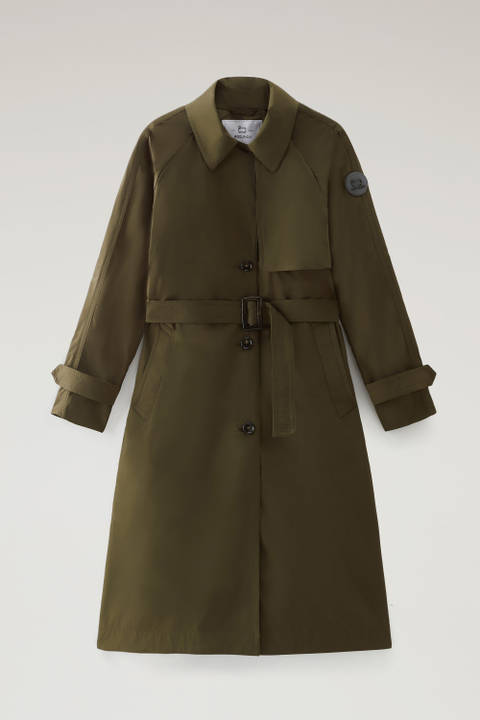 Trench Coat in Urban Touch Fabric with Belted Waist Green photo 2 | Woolrich
