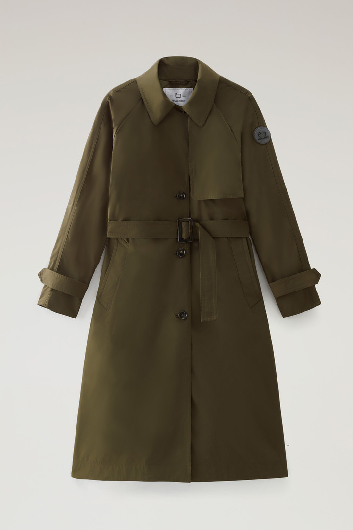 Trench Coat in Urban Touch Fabric with Belted Waist Green photo 5 | Woolrich