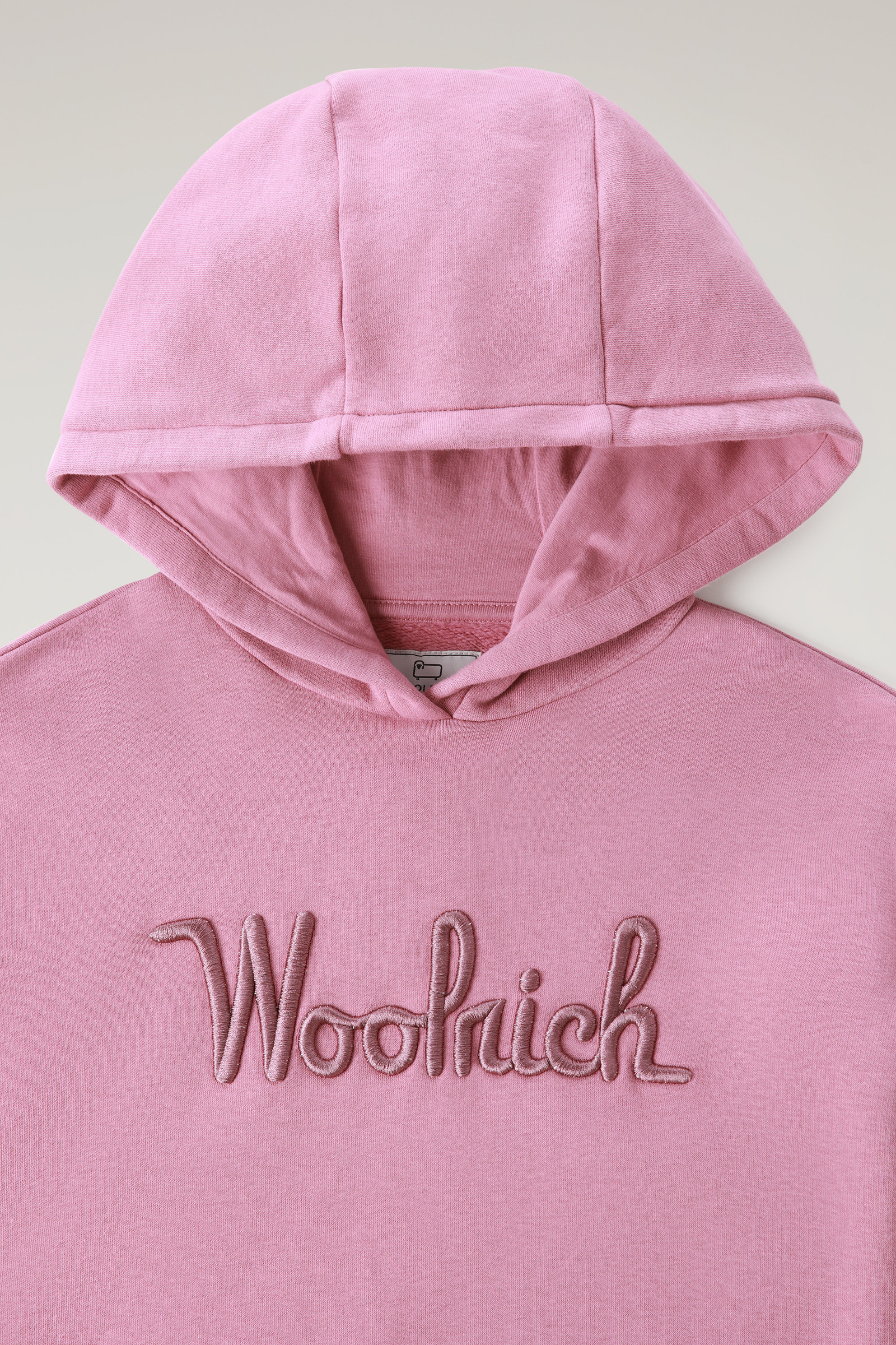 Girls' Long Hoodie in Cotton Fleece Pink photo 3 | Woolrich
