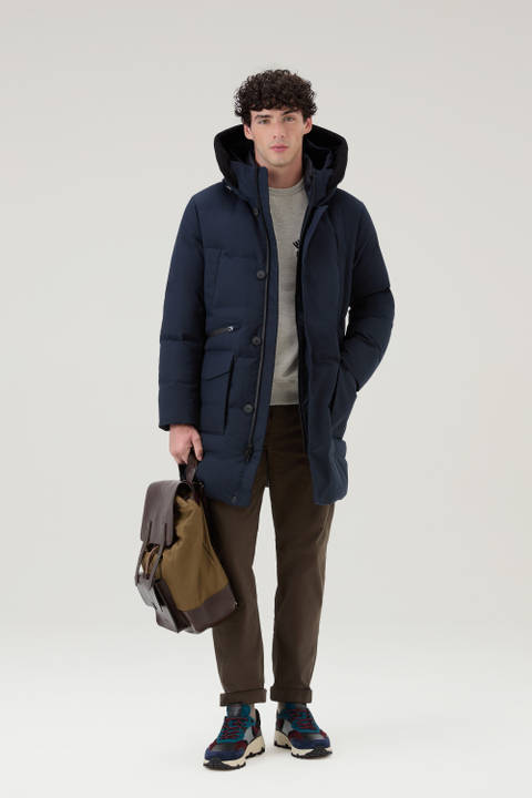 Parka with Detachable Wool Visor Blue | Woolrich