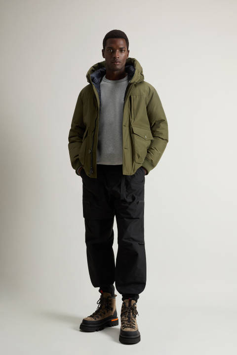 Ramar Cloth Bomber Jacket with Hood Green | Woolrich