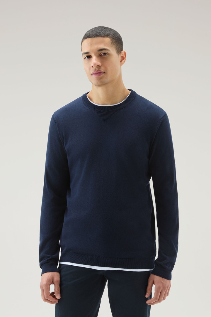Pure Cotton Crewneck Sweater Blue photo 1 | Woolrich