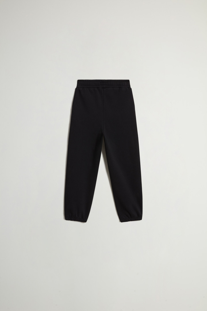 Girls' Pants in Pure Cotton Fleece with Logo Black photo 2 | Woolrich