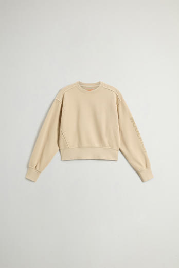 Teen Girls’ Garment-Dyed Crewneck Sweatshirt in Pure Cotton Beige | Woolrich