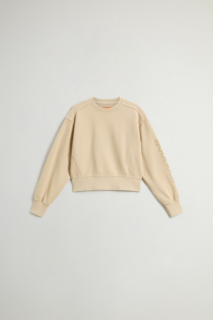 Teen Girls’ Garment-Dyed Crewneck Sweatshirt in Pure Cotton Beige photo 1 | Woolrich