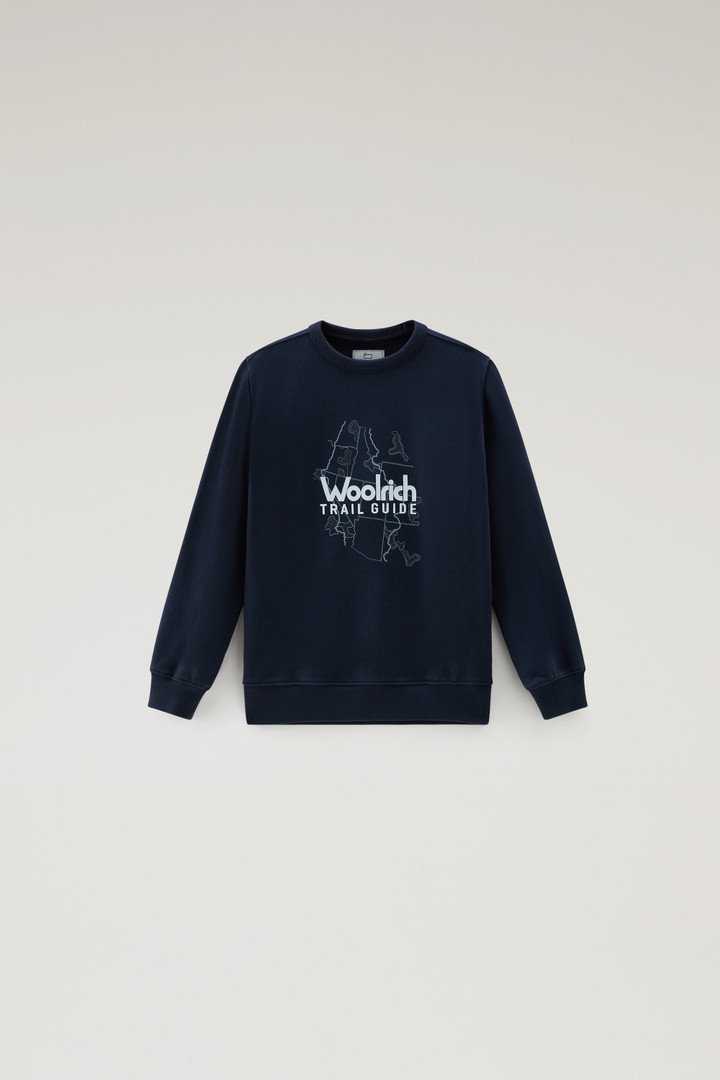 Sweat-shirt à col rond pour garçon en pur coton avec impression Bleu photo 1 | Woolrich