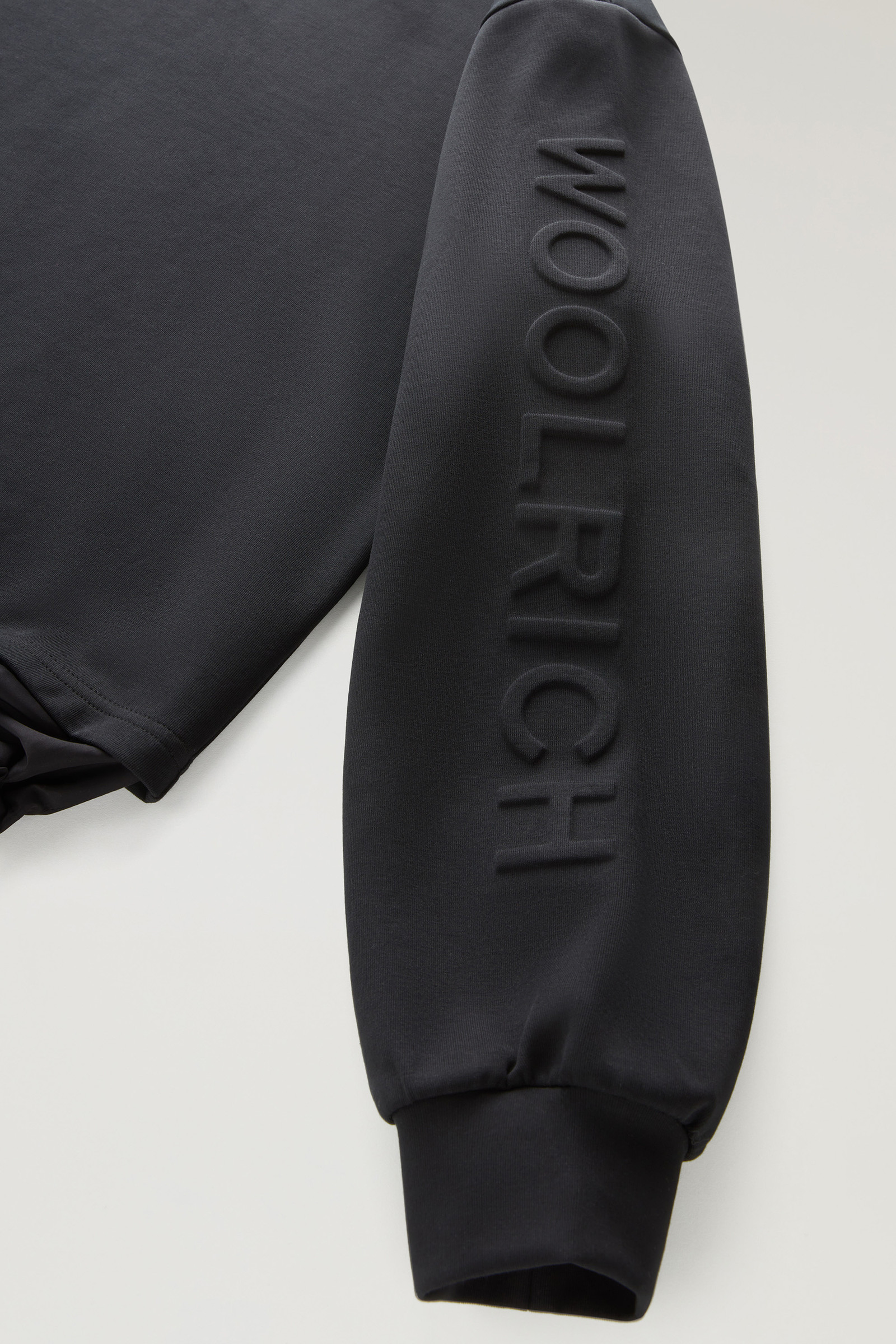 Crewneck in Mixed Cotton with Nylon Details Black photo 8 | Woolrich